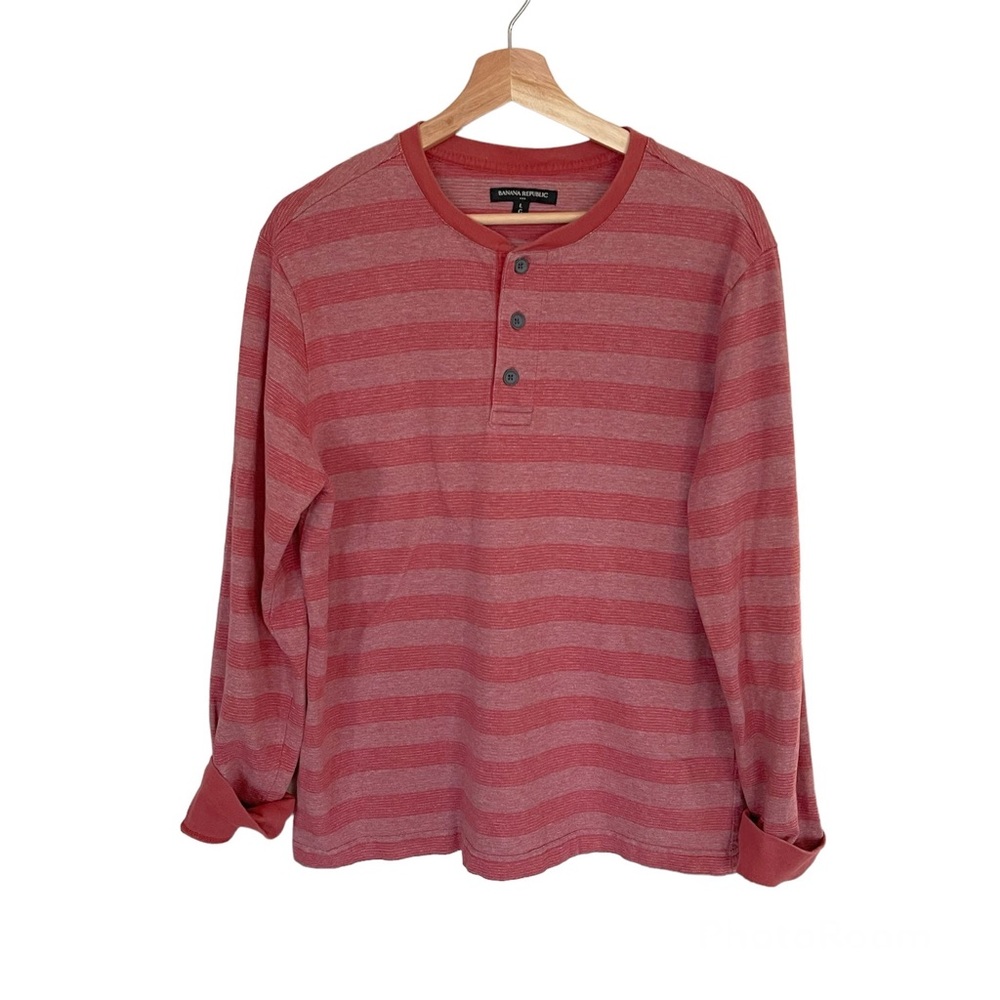 Banana Republic Men’s Red Striped Long Sleeve Shirt Large